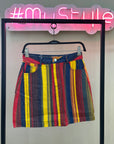 Gonna in denim fantasia astratta gialla