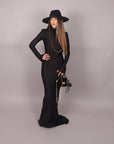 Dress in lycra nero scollato dietro