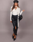 Maglia in lycra con foulard bianca