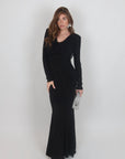 Dress Allyson nero con scollo drappeggiato