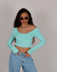 Maglia Crop tiffany