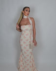 Abito Roses a sirena con foulard