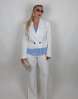 Giacca con inserti in camicia panna