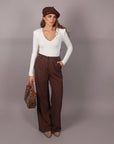 Tailleur doppiopetto gessato Brown