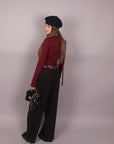 Pantalone balloon nero con cravatta
