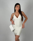 Mini dress bandage scollo sul retro bianco