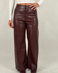 Pantalone in pelle bordeaux