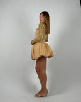Mini dress balloon con copri spalle oro