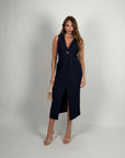 Abito Flora giro manica blu navy