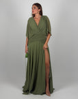 Dress in chiffon curvy verde