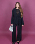 Tailleur con giacca a kimono nero