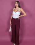 Tailleur con giacca a kimono bordeaux
