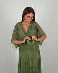 Dress in chiffon curvy verde