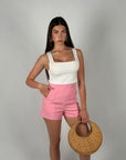 Top crop basic bianco