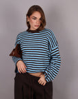 Pull mille righe azzurro