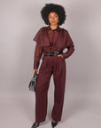 Camicia con rouches bordeaux