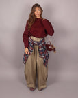 T-shirt basic in cotone bordeaux manica lunga
