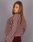 Pull mille righe bordeaux