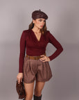 Maglia in lycra incrocio bordeaux