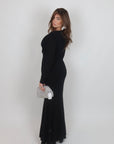 Dress Allyson nero con scollo drappeggiato