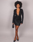 Dress Mermaid manica lunga nero