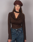 Maglia in lycra con foulard Brown