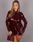 Dress Milly in paillettes bordeaux