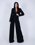 Giacca atena Crop e rever in raso nero