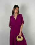 Dress in chiffon curvy magenta