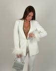 Giacca Chiara con piume White