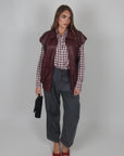 Gilet in pelle bordeaux