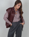 Gilet in pelle bordeaux