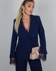 Blazer Serena con inserti in pizzo blu navy