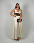 Dress in raso e pizzo panna/nero