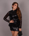Dress Milly in paillettes nero