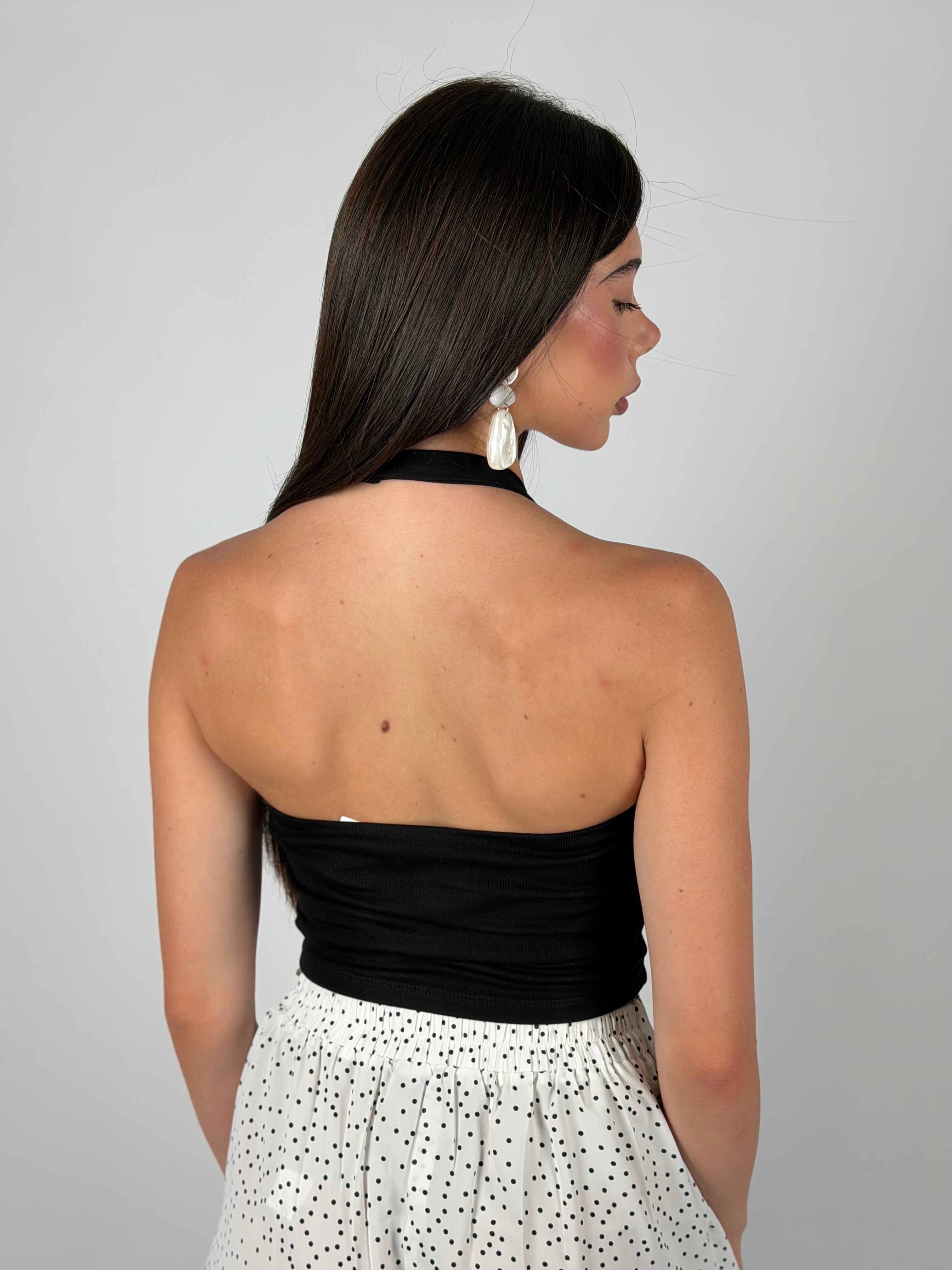 Top basic scollo America nero