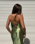 Dress elegant in raso verde