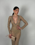 Long dress luxury scollo V