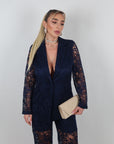 Blazer in pizzo blu