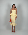 Midi bandage con balze giallo