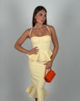 Midi bandage con balze giallo
