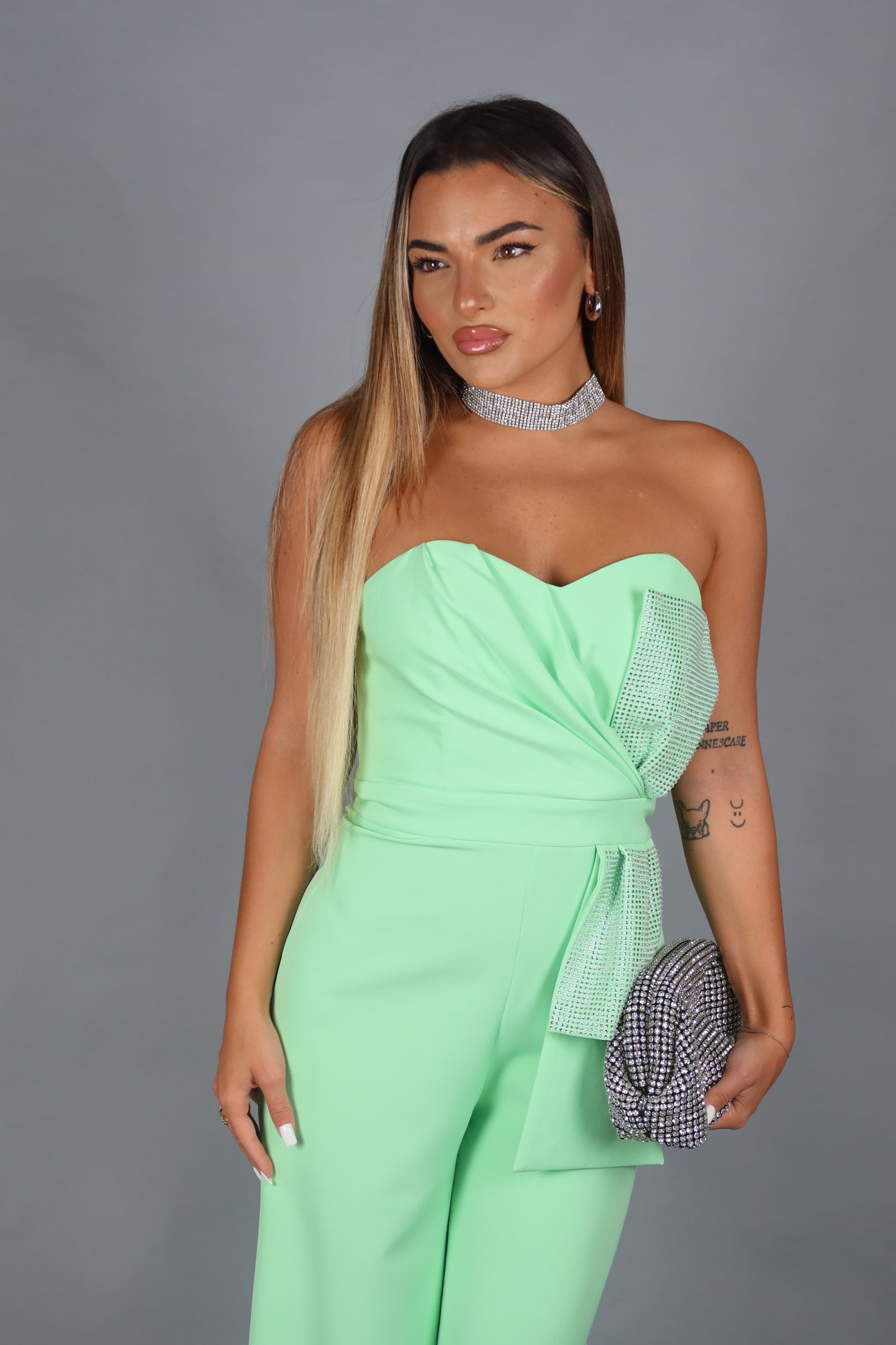Jumpsuit candy strass green