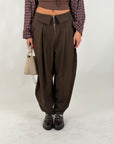 Pantalone zip brown