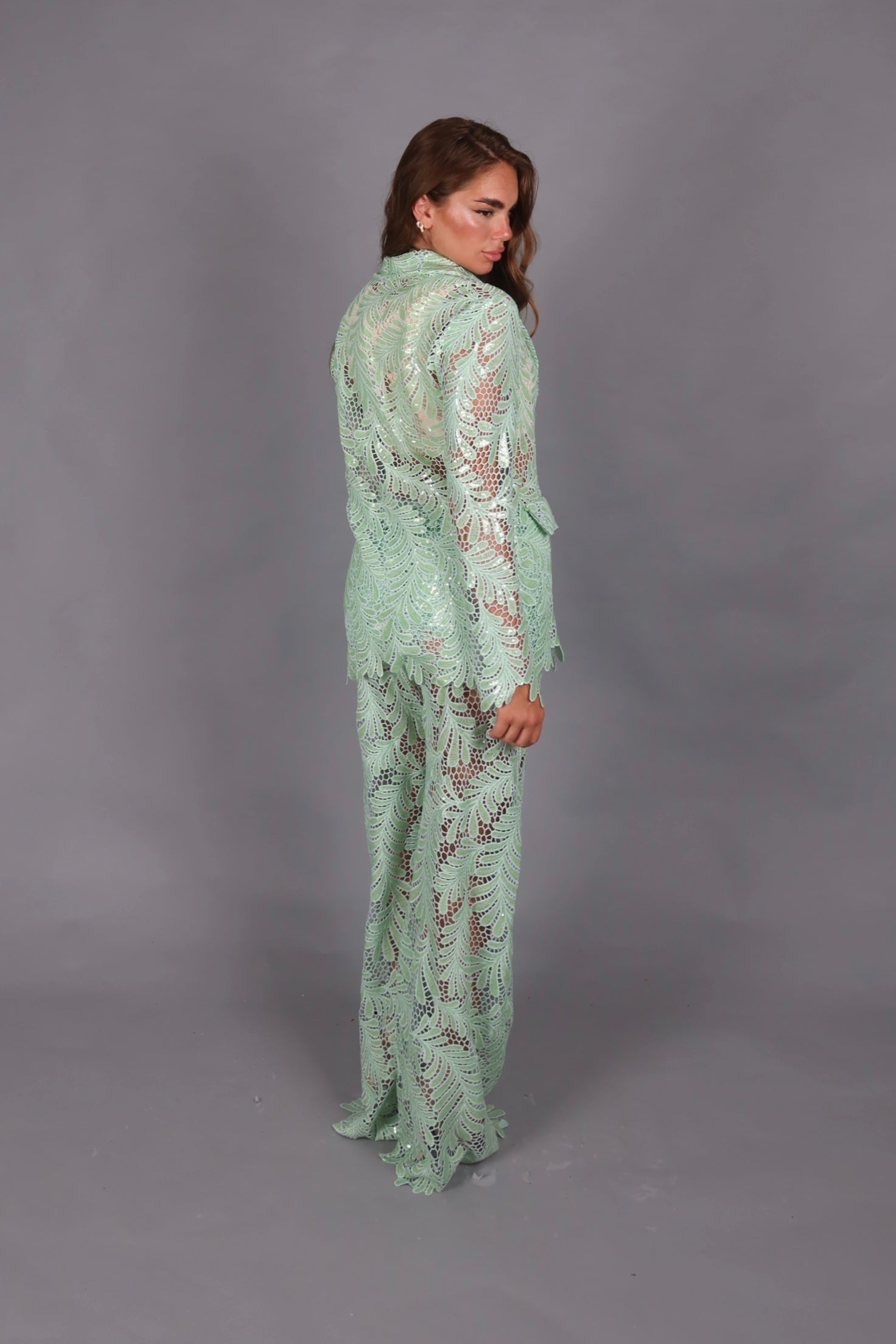 Tailleur macrame verde acqua