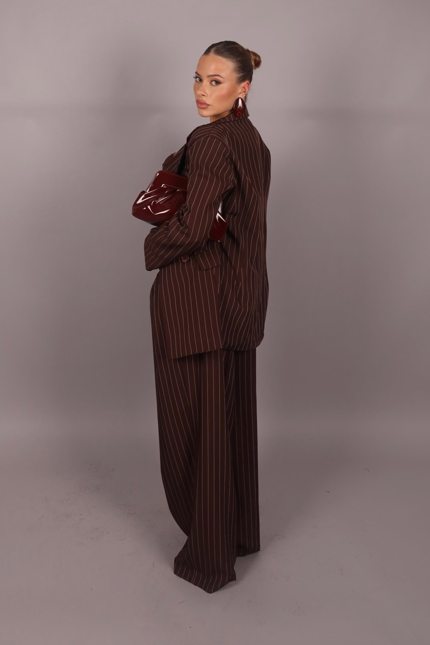 Tailleur doppiopetto gessato Brown avvitato