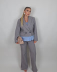 Giacca con inserti in camicia grigio