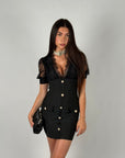 Mini dress bandage e pizzo nero
