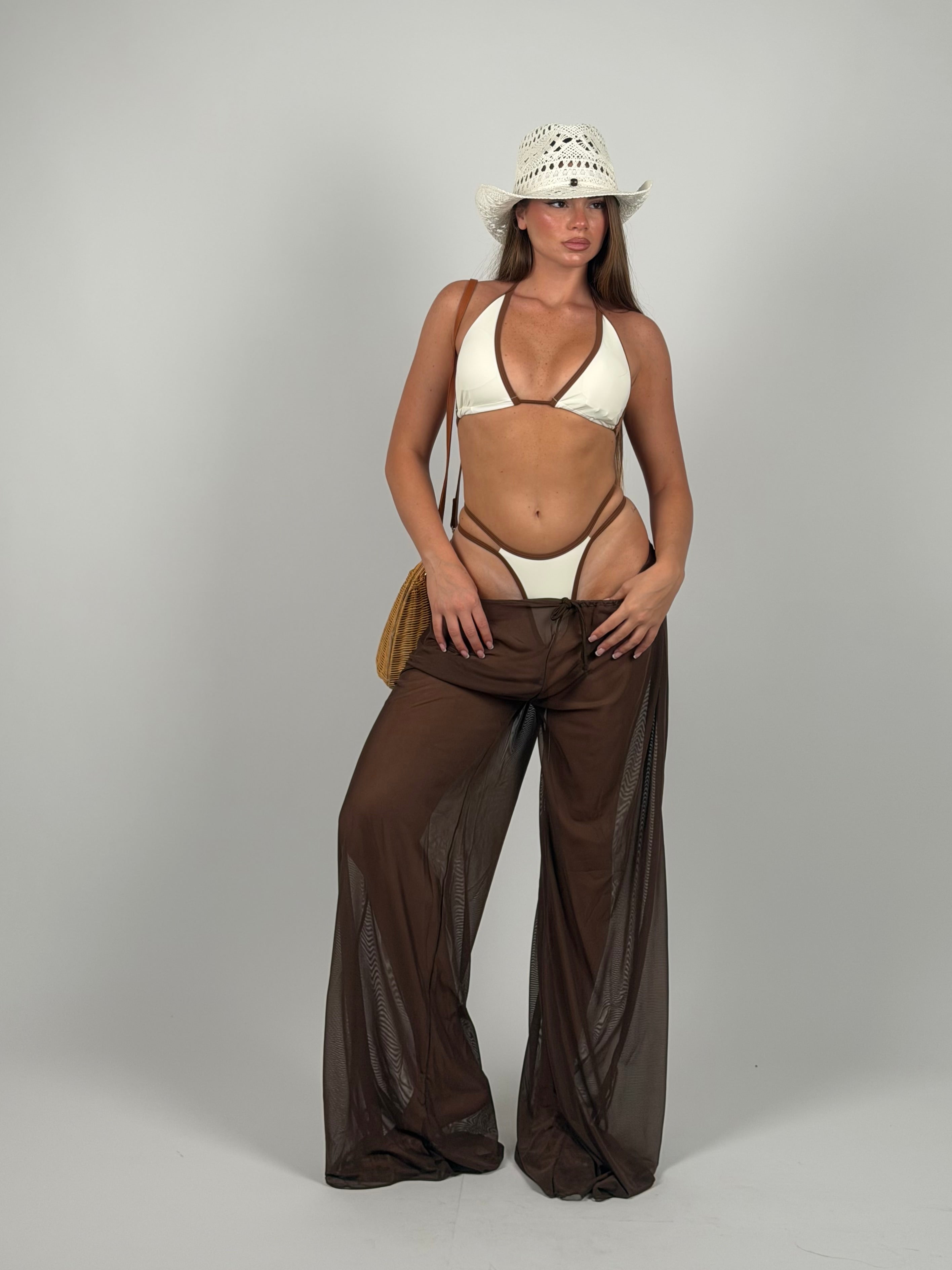 Set 3 pezzi costume e pantalone Brown
