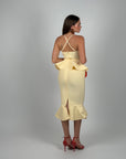 Midi bandage con balze giallo
