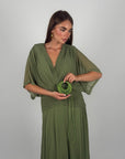 Dress in chiffon curvy verde